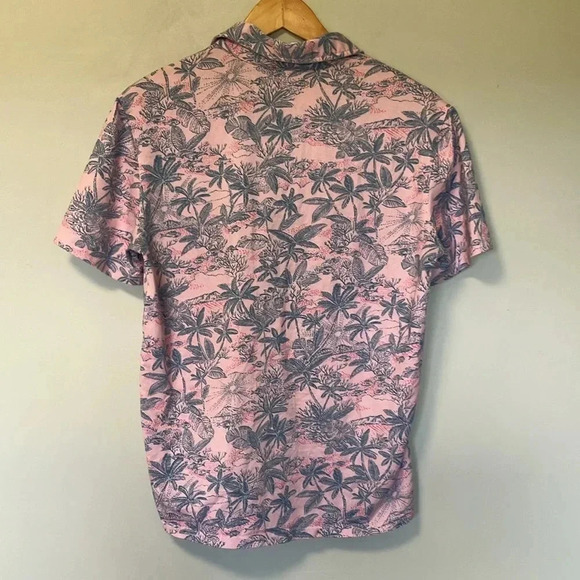 Tori Richard Honolulu palm tree tropical fish print pink  blue polo shirt - Picture 8 of 8